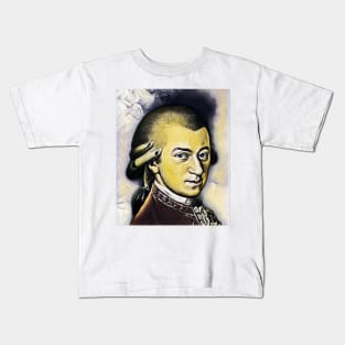 Wolfgang Amadeus Mozart Yellow Portrait | Wolfgang Amadeus Mozart Artwork 9 Kids T-Shirt